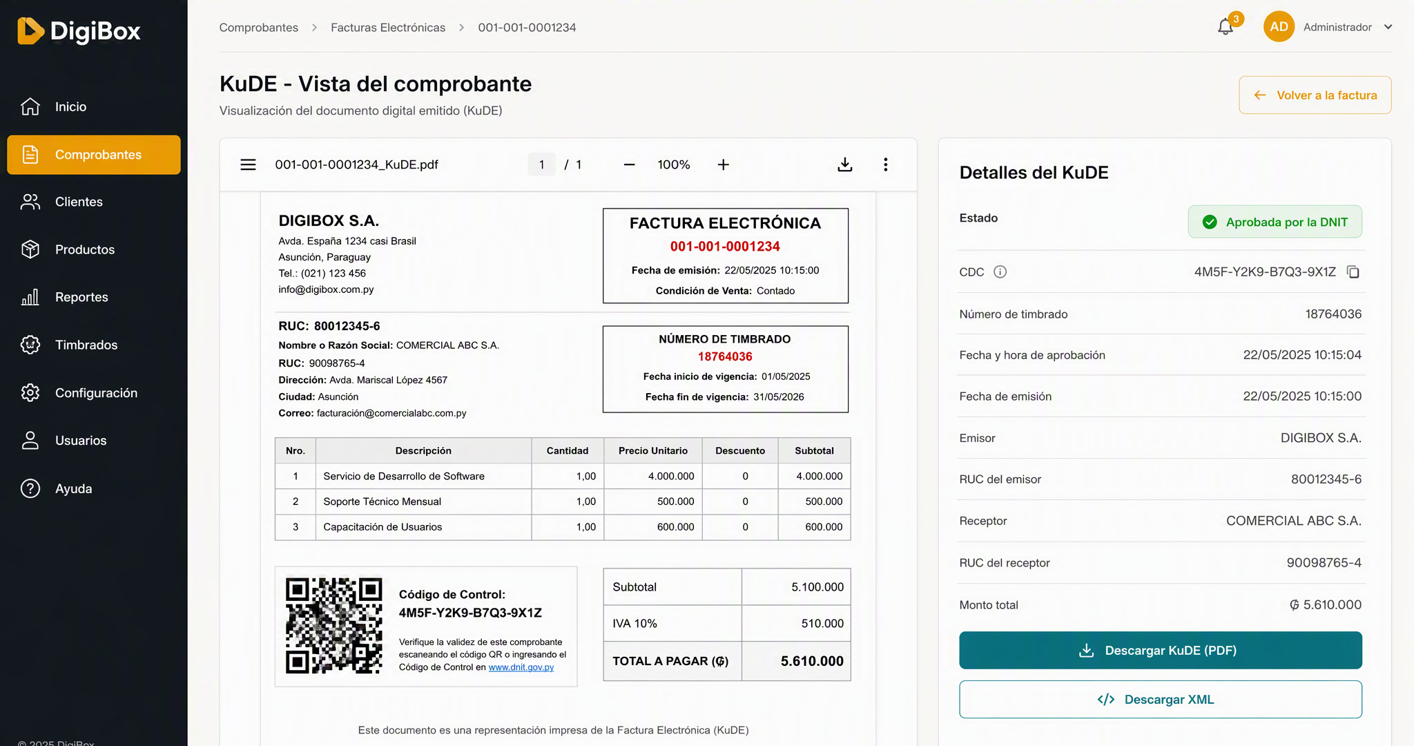 KuDE con QR y CDC en DigiBox