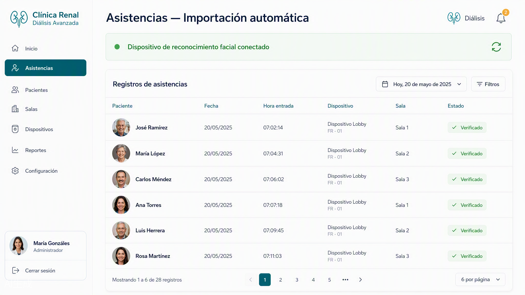 Asistencias por reconocimiento facial