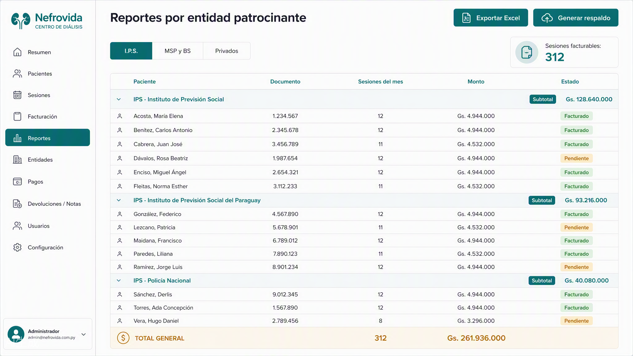 Reportes y facturación