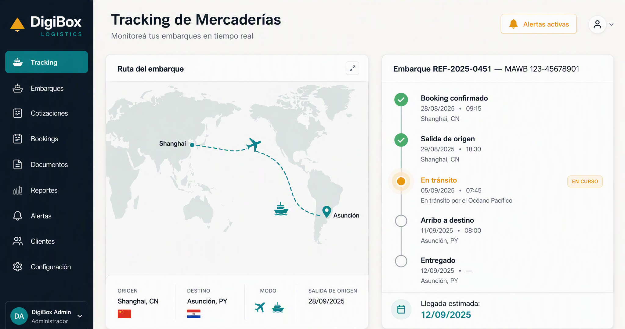 Tracking de mercaderías con alertas