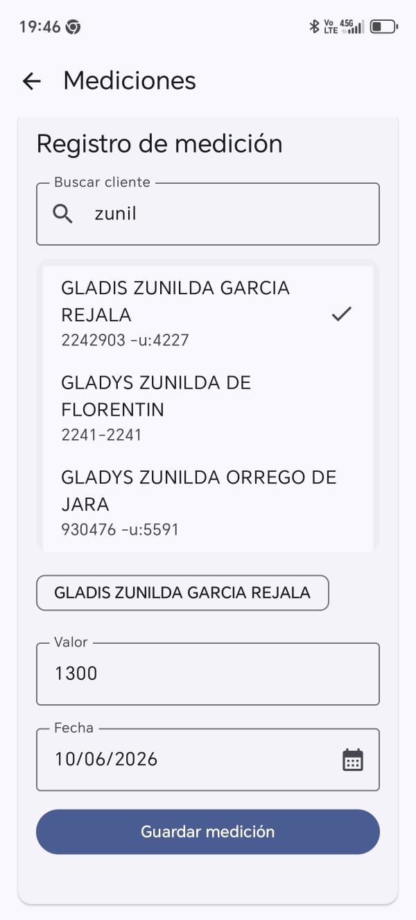 Registro de lectura de medidor